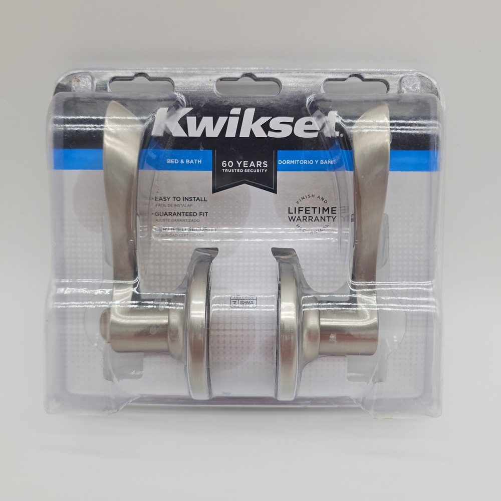 Kwikset Balboa Privacy Lever Bed & Bath Satin Nickel Door Knob